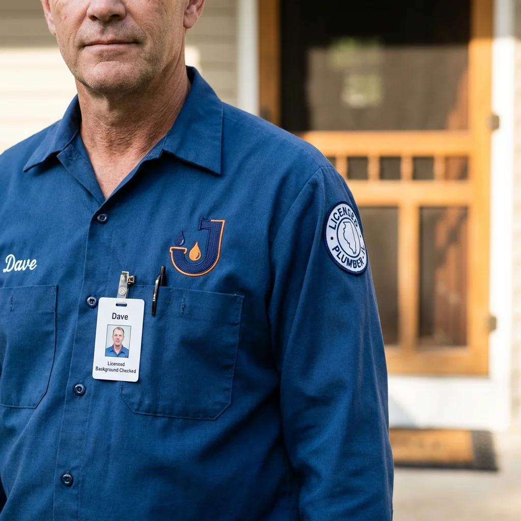 Licensed plumber showing ID badge in Waterford, PA