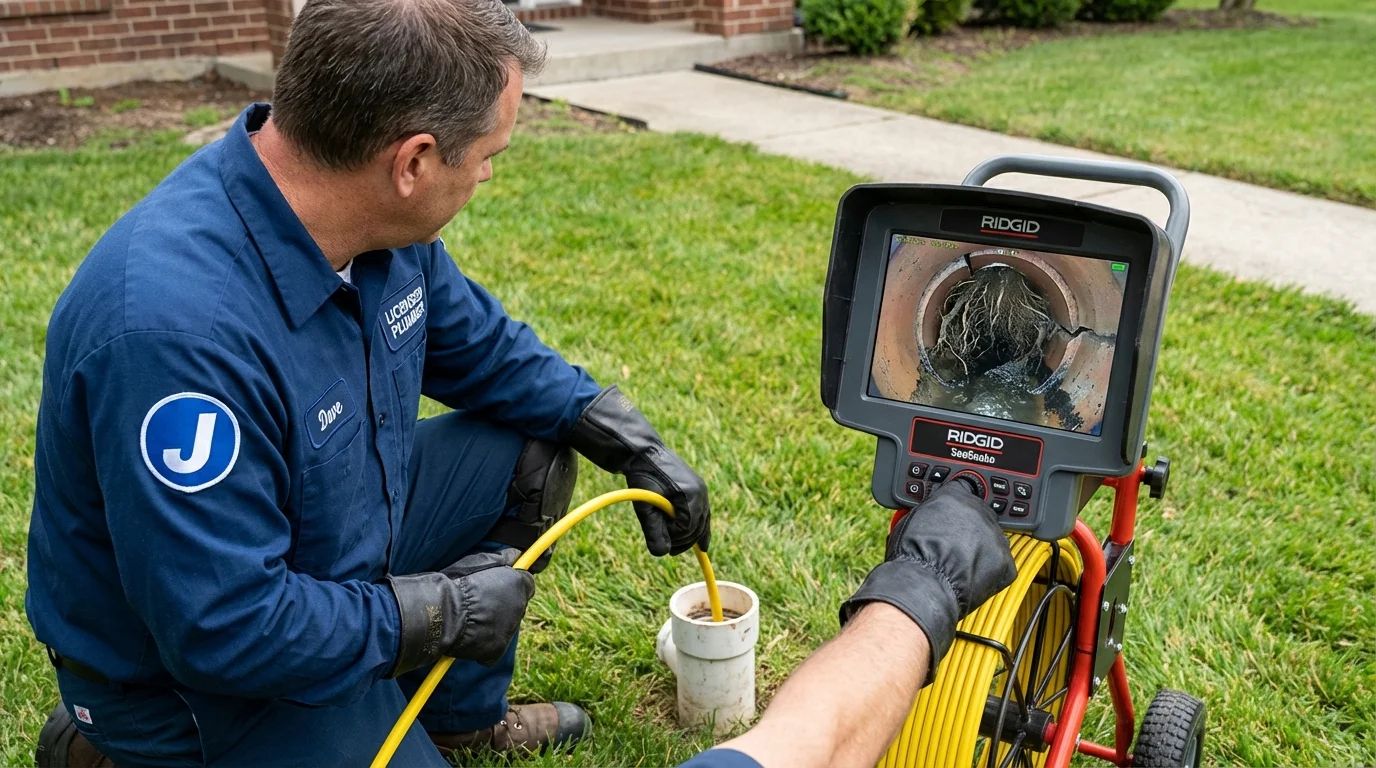 Sewer camera inspection being performed by Johns Plumbing LLC in Waterford