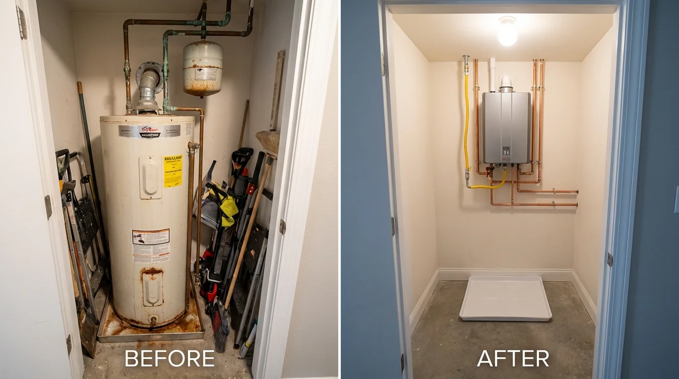 Tank water heater versus wall-mounted tankless unit comparison for Waterford, PA homeowners